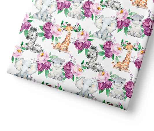 Gentle Purple Safari Flowers - Coordinating Fabric for Quilting