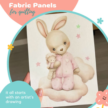 Exclusive Cute bunny Baby Fabric Panel for Quilting