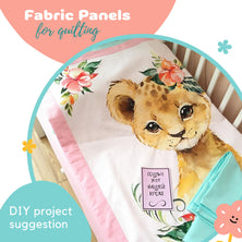 Cute Lion Fabric Panel for Quilting