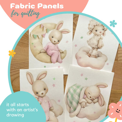 Exclusive Bunny&Toy Fabric Panels for Quilting