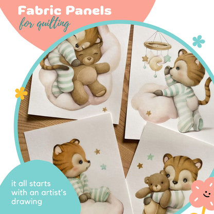 Baby Tiger Fabric Panels for Quilting