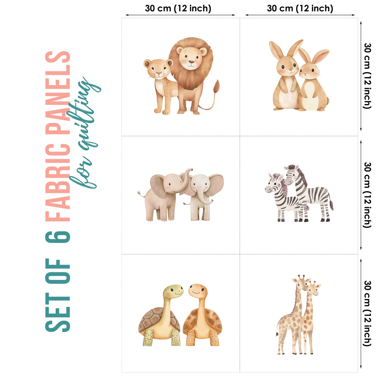 Noah's Ark Fabric Panels for Quilting