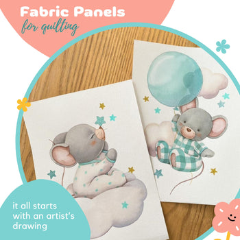 Exclusive Cute Mouse Baby Fabric Panel for Quilting