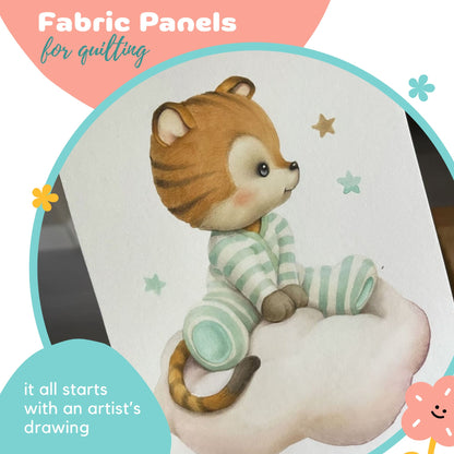 Baby Tiger Fabric Panels for Quilting