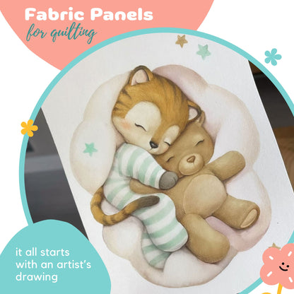 Baby Tiger Fabric Panels for Quilting