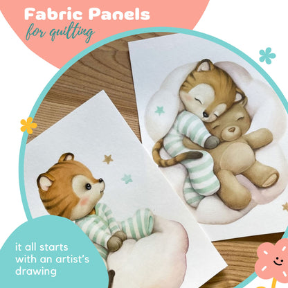 Baby Tiger Fabric Panels for Quilting