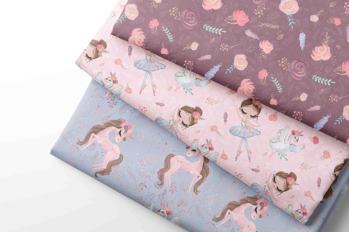 Ballet Princess&Unicorn - Coordinating Fabric for Quilting