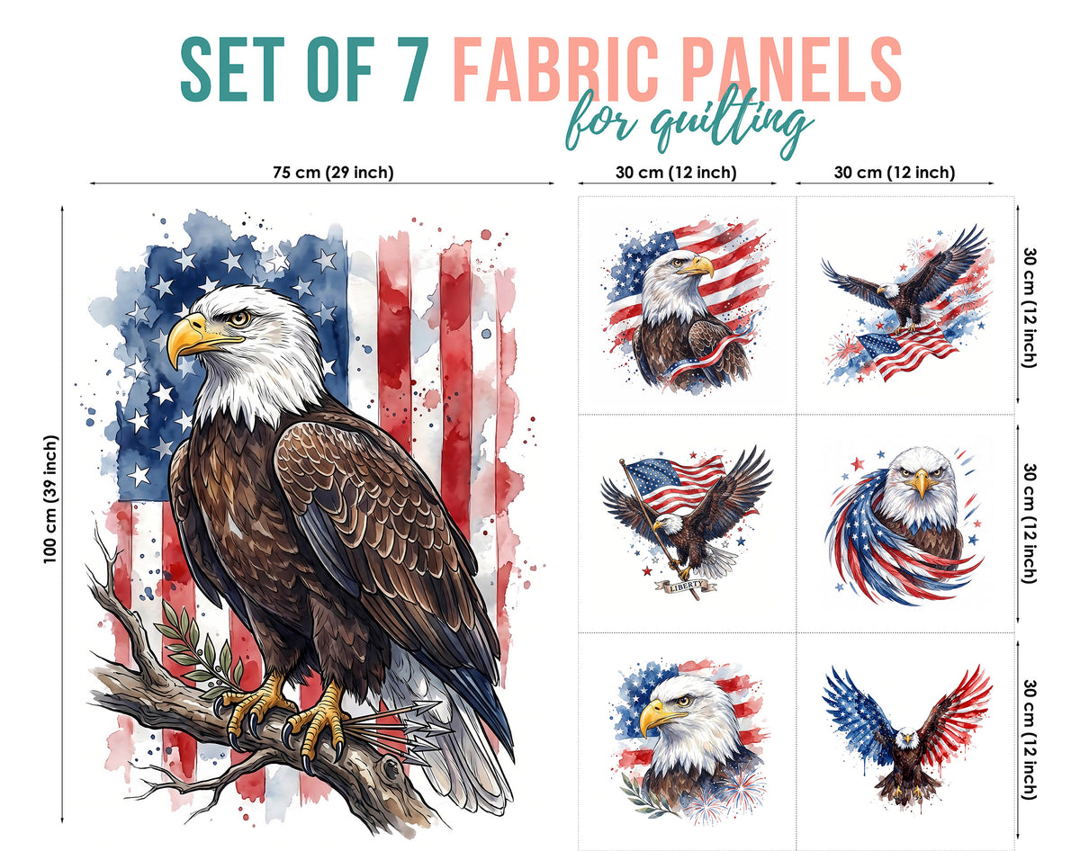 American Eagle Fabric Panels for Quilting