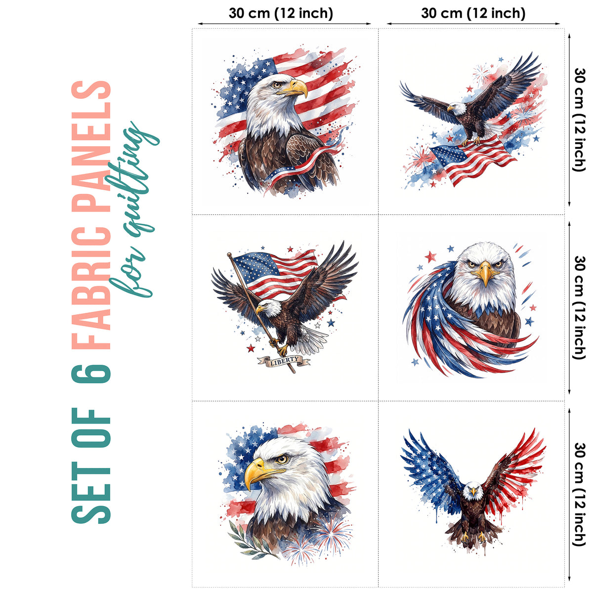 American Eagle Fabric Panels for Quilting