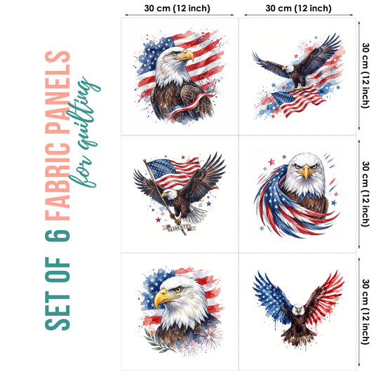 American Eagle Fabric Panels for Quilting