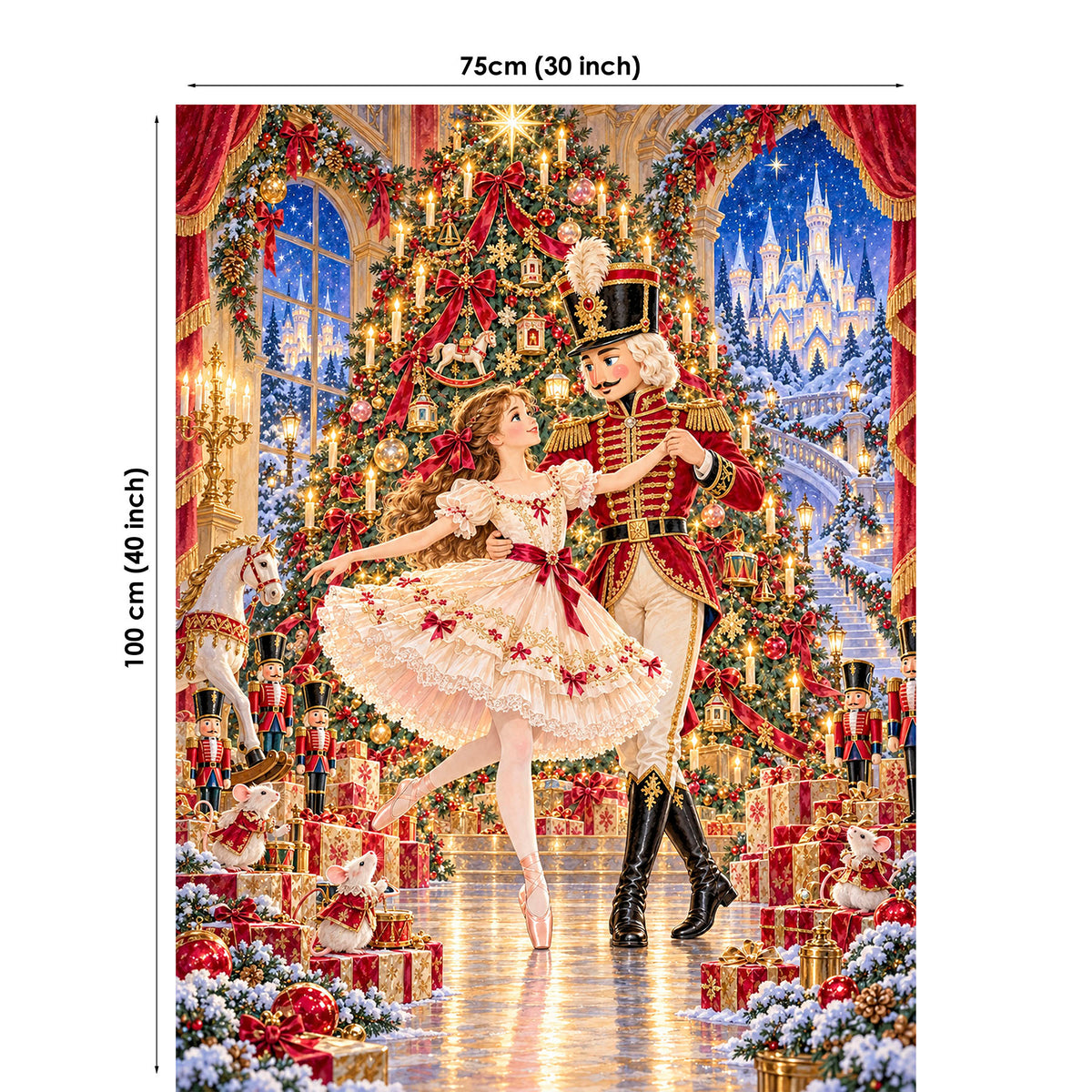 Vintage Nutcracker Christmas Fabric Panels for Quilting