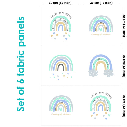 Rainbow Mint Fabric Panels for Quilting