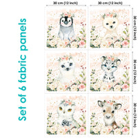 Winter Animals Set of 6 Fabric Panels