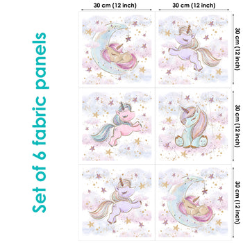 Unicorn Set of 6 Fabric Panels