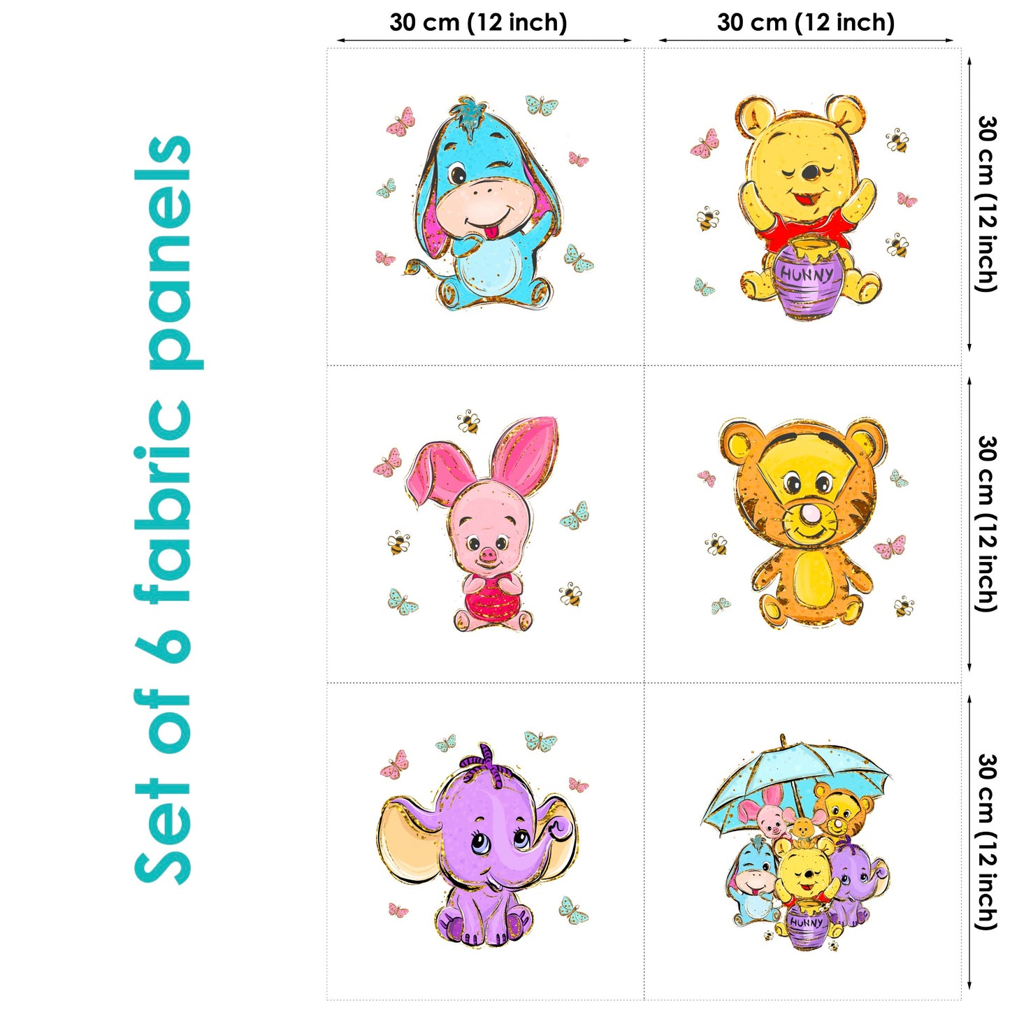 Winnie the Pooh Baby Fabric Panels for Quilting