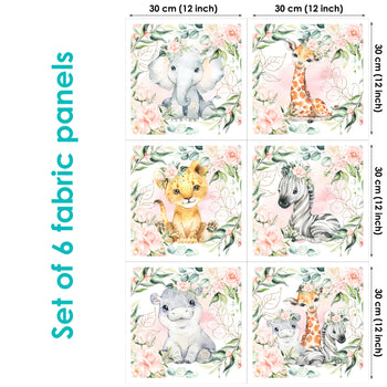 Jungle Safari Set of 6 Fabric Panels