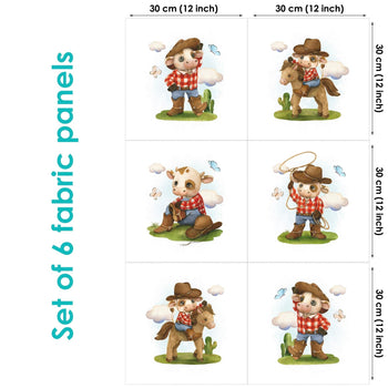 Little Cowboy Set of 6 Fabric Panels