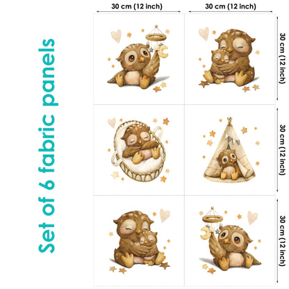 Exclusive Baby Owl Fabric Panels for Quilting