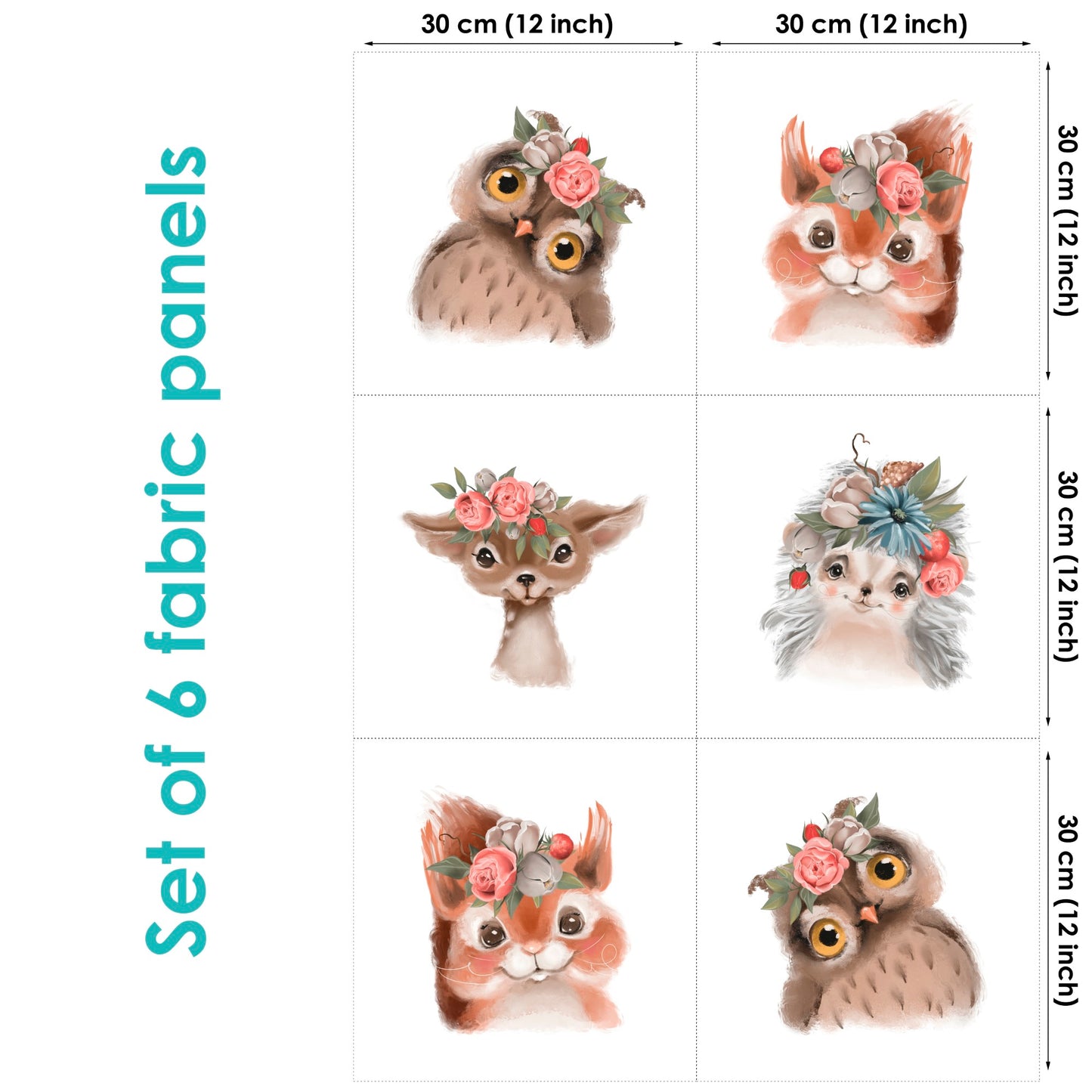 Cute&Funny Animals Fabric Panels for Quilting