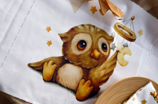 Cute owl Set of 7 Fabric Panels