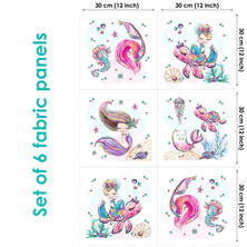 Mermaid Set of 6 Fabric Panels