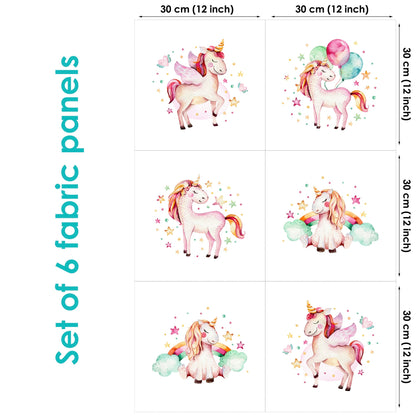 Cute Unicorn&Baloons Fabric Panels for Quilting