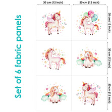 Cute unicorn Set of 6 Fabric Panels