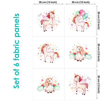 Cute unicorn Set of 6 Fabric Panels