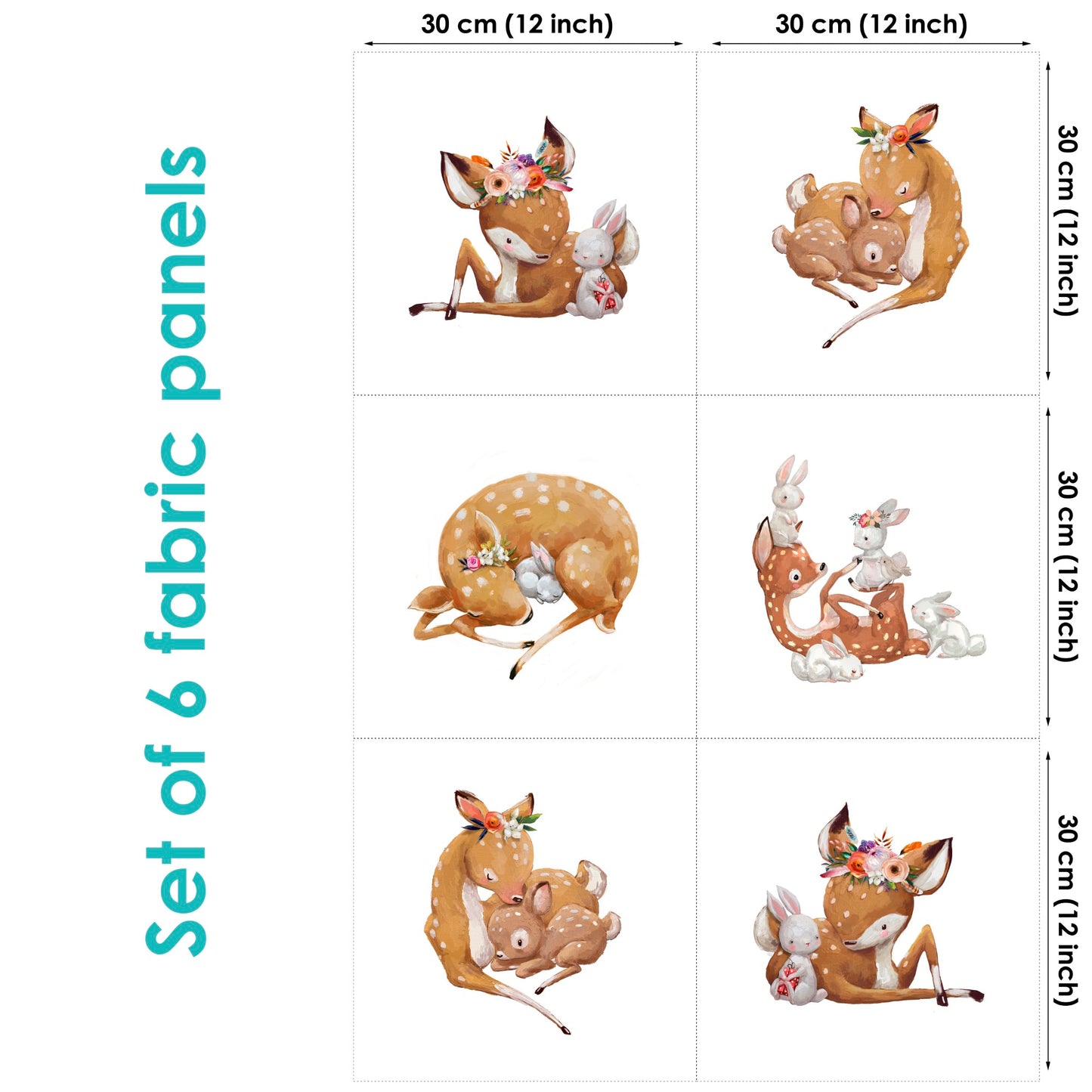 Cute Deer&Mom Fabric Panels for Quilting