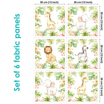 Jungle Safari Set of 6 Fabric Panels