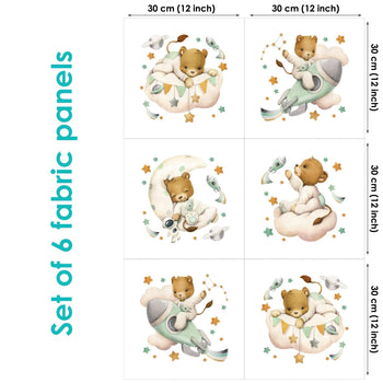 Cute Lion Set of 6 Fabric Panels