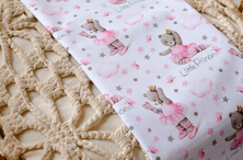 Little Princess Exclusive Cute Bear Fabric, Premium Sateen, Fabric by Half Meter (0.55 Yard) - 100% Cotton - 58" wide 147 cm