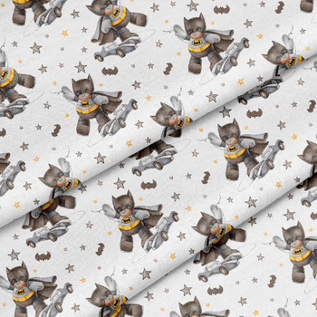 Exclusive Superhero bear Fabric, Premium Sateen, Fabric by Half Meter (0.55 Yard) - 100% Cotton - 58