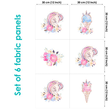 Unicorn Set of 6 Fabric Panels