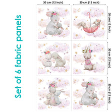 Bunny Set of 6 Fabric Panels