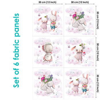 Bunny Set of 6 Fabric Panels