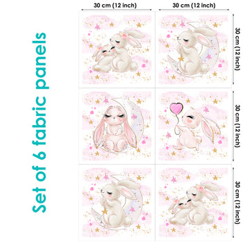 Bunny Set of 6 Fabric Panels