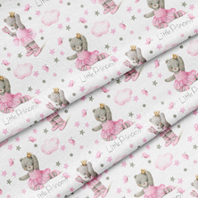 Little Princess Exclusive Cute Bear Fabric, Premium Sateen, Fabric by Half Meter (0.55 Yard) - 100% Cotton - 58