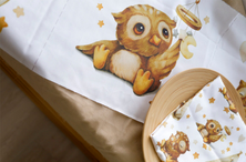 Cute owl Set of 7 Fabric Panels